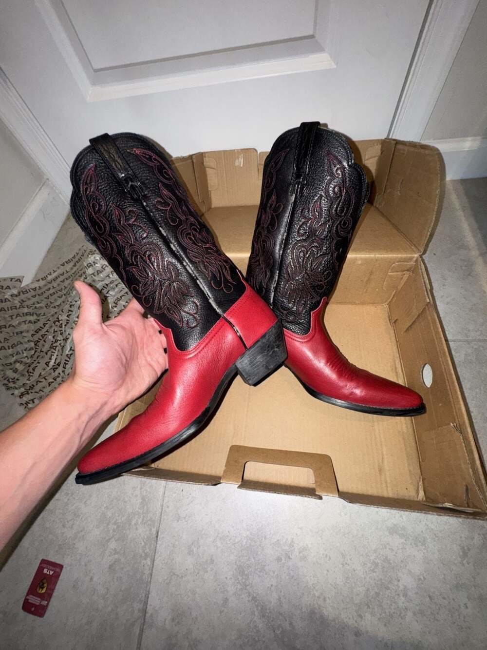 Ariat Women's Black and Red Embroidered Western Cowboy Boots Style 15791 - Picture 4 of 10